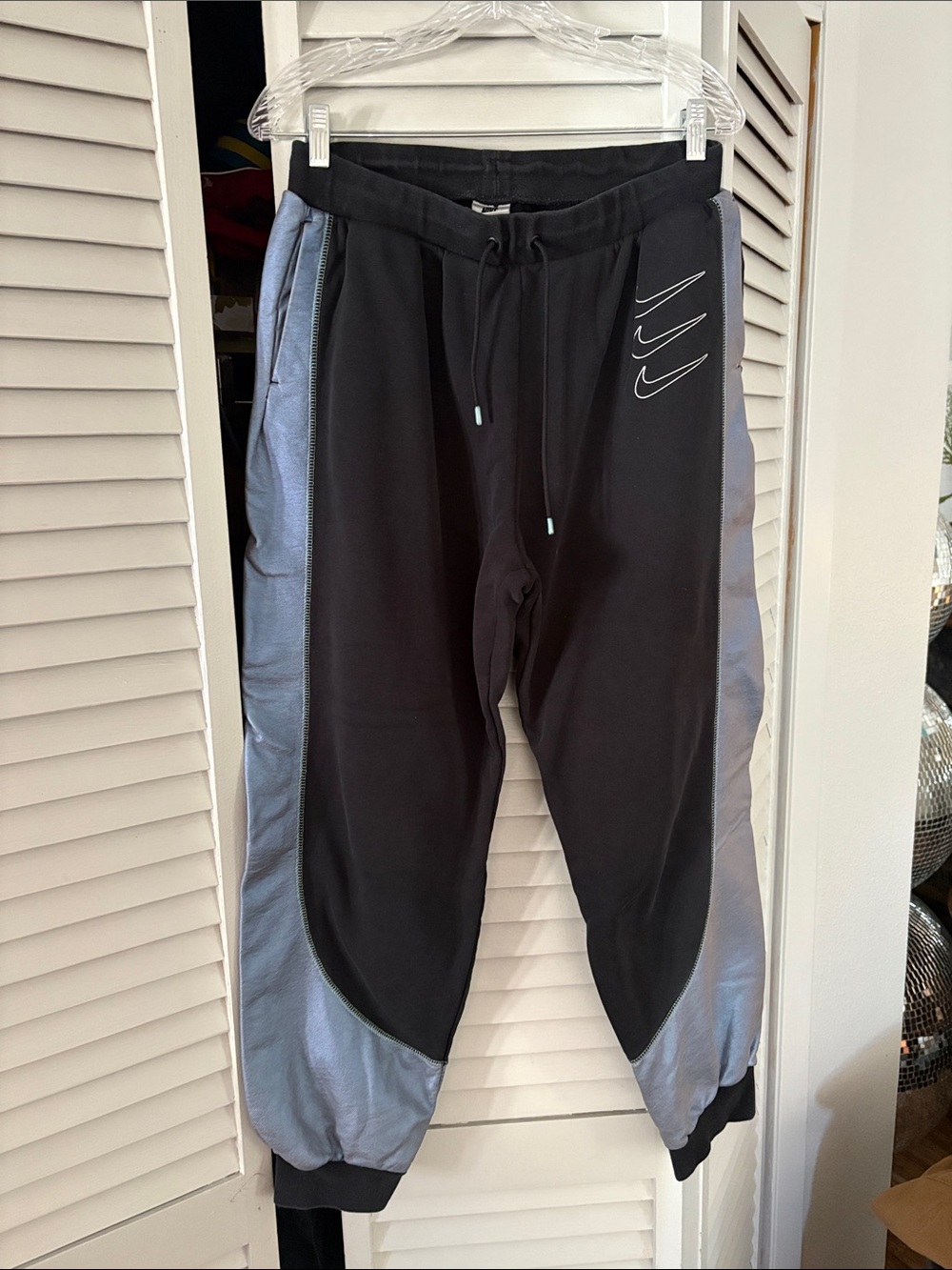 Nike Black Joggers with Silver Side Panels